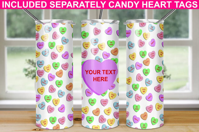 San Valentine 20oz Skinny Tumbler Sublimation/ Conversation Hearts/ Model Sublimation Marlene Campos 