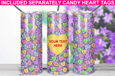 San Valentine 20oz Skinny Tumbler Sublimation/ Conversation Hearts | Purple Sublimation Marlene Campos 