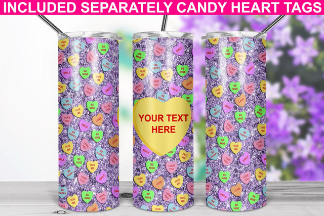 San Valentine 20oz Skinny Tumbler Sublimation/ Conversation Hearts | Purple Sublimation Marlene Campos 