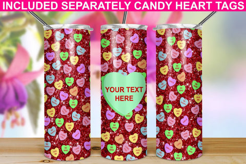 San Valentine 20oz Skinny Tumbler Sublimation/ Conversation Hearts | Red Sublimation Marlene Campos 