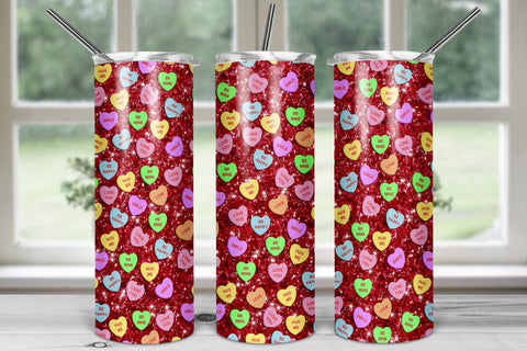 San Valentine 20oz Skinny Tumbler Sublimation/ Conversation Hearts | Red Sublimation Marlene Campos 