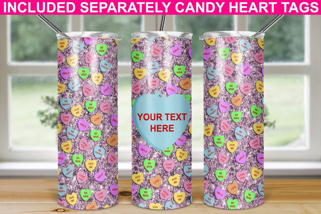 San Valentine 20oz Skinny Tumbler Sublimation/ Conversation Hearts | Rose Gold Sublimation Marlene Campos 