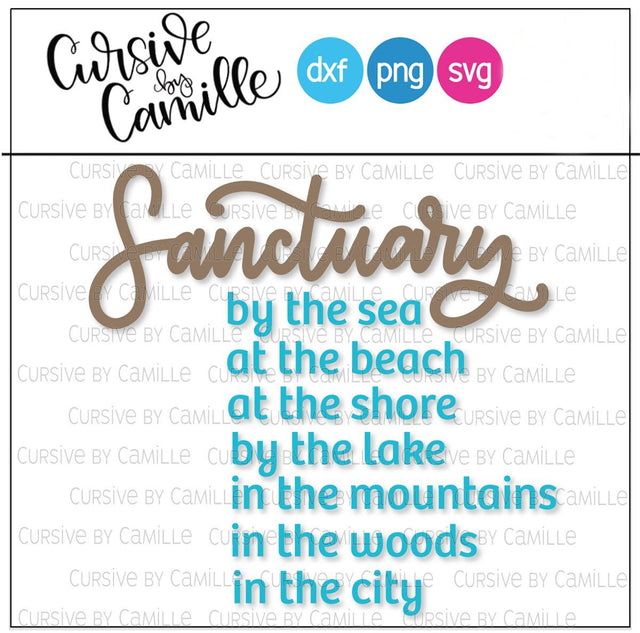 Sanctuary bundle Hand Lettered SVG Cut File Great for home signs SVG Cursive by Camille 