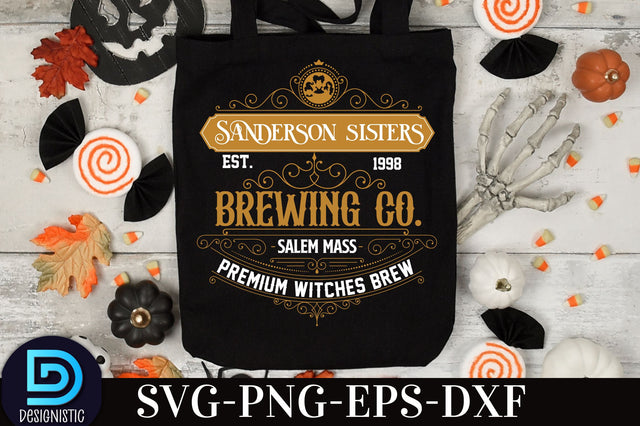 Sanderson sisters est. 1693 Brewing co. Salem mass premium witches brew, Vintage Halloween Sign SVG Design, SVG DESIGNISTIC 