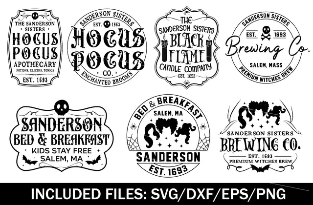 Sanderson Sisters Svg PNG Bundle, Black Flame Candle SVG, Sanderson Brewing Co, Hocus Pocus Svg, Halloween Svg, Silhouette Cricut Cut Files SVG MD mominul islam 