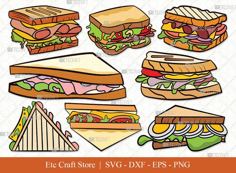 Sandwich Clipart SVG Cut File | Lunch Svg | Food Svg | Bundle SVG ETC Craft 