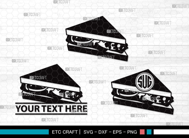 Sandwich monogram SVG | Lunch Svg | Food Svg | Sandwich Clipart SVG ETC Craft 