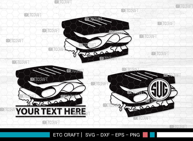Sandwich monogram SVG | Lunch Svg | Food Svg | Sandwich Clipart SVG ETC Craft 