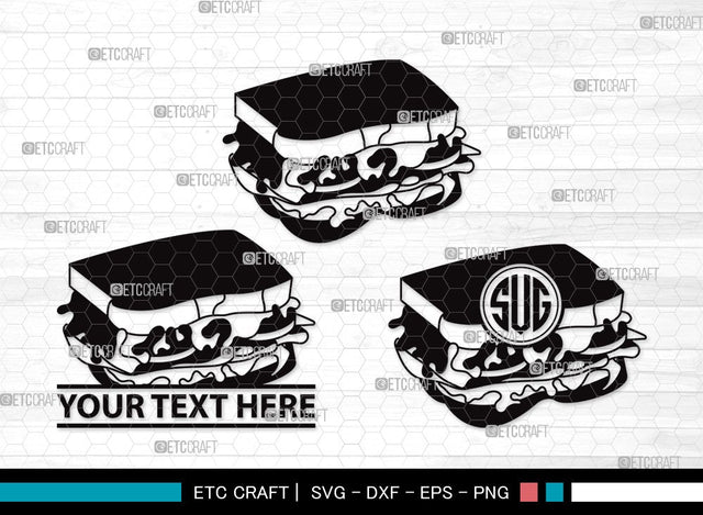 Sandwich monogram SVG | Lunch Svg | Food Svg | Sandwich Clipart SVG ETC Craft 