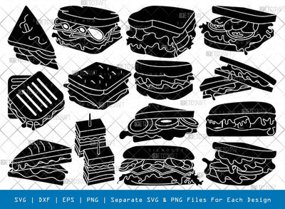 Sandwich Silhouette, Sandwich SVG, Food Svg, Snacks Items Svg, Chicken Sandwich Svg, Sandwich Bundle, SB00824 SVG ETC Craft 