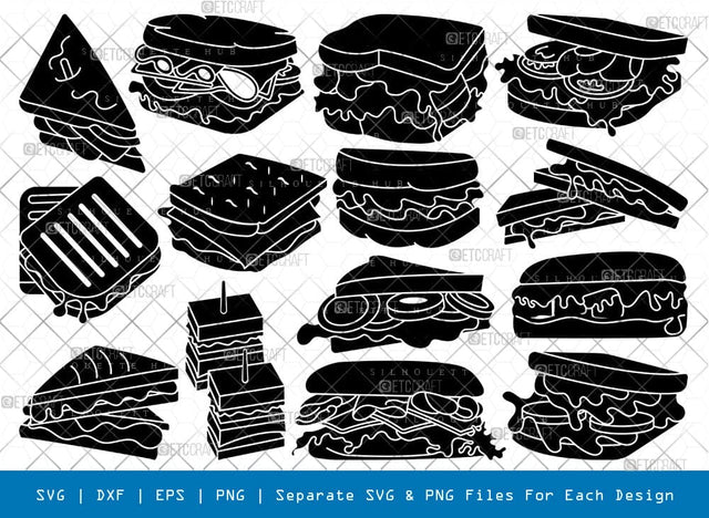 Sandwich Silhouette, Sandwich SVG, Food Svg, Snacks Items Svg, Chicken Sandwich Svg, Sandwich Bundle, SB00824 SVG ETC Craft 