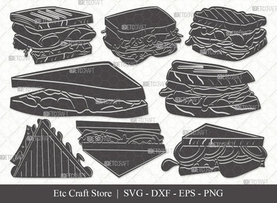 Sandwich Silhouette SVG Cut File | Lunch Svg | Food Svg | Bundle SVG ETC Craft 