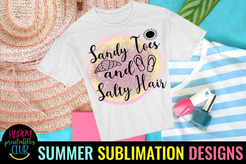 Sandy Toes Salty Hair Beach Sublimation- Summer Sublimation Sublimation Happy Printables Club 