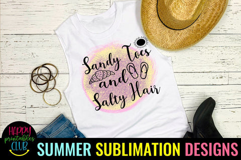 Sandy Toes Salty Hair Beach Sublimation- Summer Sublimation Sublimation Happy Printables Club 