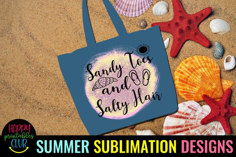 Sandy Toes Salty Hair Beach Sublimation- Summer Sublimation Sublimation Happy Printables Club 