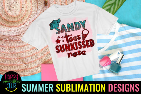Sandy Toes Sunkissed Nose Beach Sublimation- Summer PNG Sublimation Happy Printables Club 