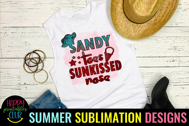 Sandy Toes Sunkissed Nose Beach Sublimation- Summer PNG Sublimation Happy Printables Club 