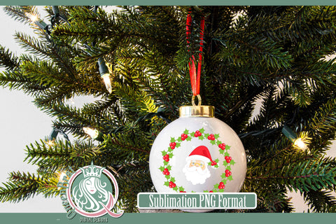 Santa 1 Holly Wreath Sublimation Sublimation QueenBrat Digital Designs 