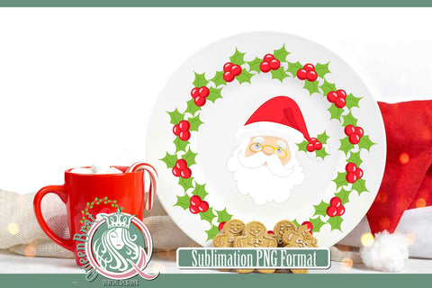 Santa 1 Holly Wreath Sublimation Sublimation QueenBrat Digital Designs 