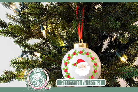Santa 2 Holly Wreath Sublimation Sublimation QueenBrat Digital Designs 