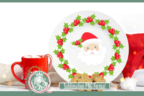 Santa 2 Holly Wreath Sublimation Sublimation QueenBrat Digital Designs 