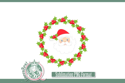 Santa 2 Holly Wreath Sublimation Sublimation QueenBrat Digital Designs 