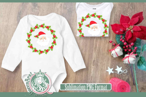 Santa 2 Holly Wreath Sublimation Sublimation QueenBrat Digital Designs 