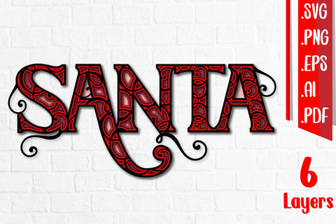 SANTA 3D Layered Cut Files SVG zafrans studio 