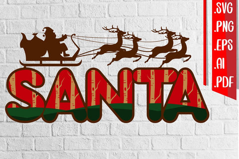 Santa 3D Layered Cut svg eps ai png files 3D Paper zafrans studio 