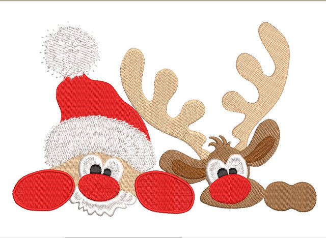 Santa and Deer - Machine Embroidery, Christmas embroidery design, 4 sizes. Embroidery/Applique DESIGNS ArtEMByNatalia 