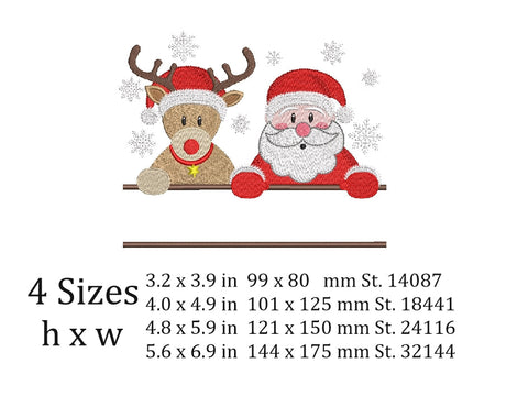 Santa and Deer - Machine Embroidery, Christmas Embroidery design , Holiday Embroidery Design, Embroidery/Applique DESIGNS ArtEMByNatalia 