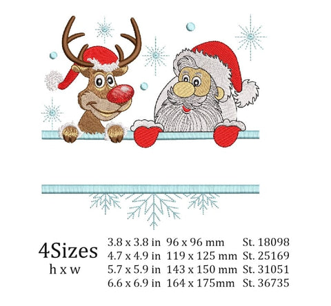 Santa and Deer - Machine Embroidery, Christmas Embroidery design , Holiday Embroidery Design. Embroidery/Applique DESIGNS ArtEMByNatalia 