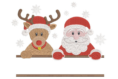 Santa and Deer Machine Embroidery, Christmas embroidery design, Split Embroidery, 6 sizes. Embroidery/Applique DESIGNS ArtEMByNatalia 