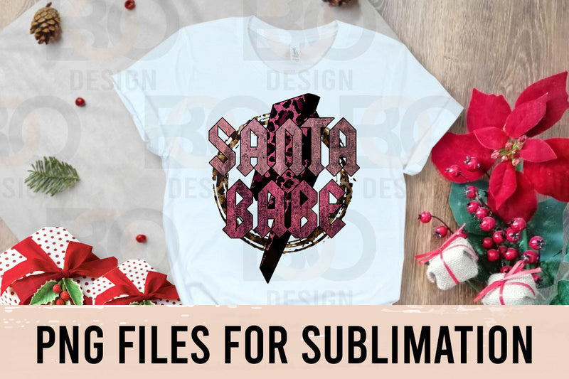Santa Babe Leopard Lightning Bolt Sublimation PNG SVG BOO-design 