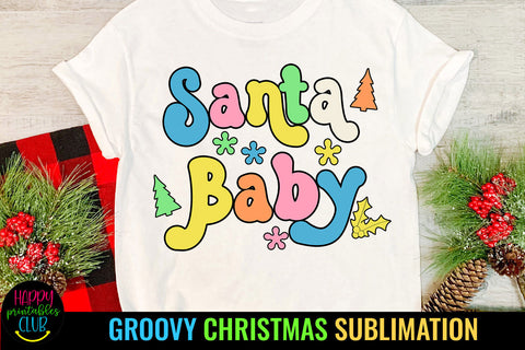 Santa Baby Groovy Christmas Sublimation I Retro Christmas Sublimation Happy Printables Club 
