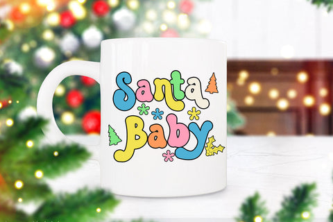 Santa Baby Groovy Christmas Sublimation I Retro Christmas Sublimation Happy Printables Club 