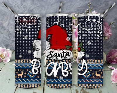 Santa Baby Tumbler Design, Christmas 20oz Skinny Tumbler, Santa Hat Tumble Png, Christmas Embroider Tumbler Wrap, Santa Sublimation Design, Digital Download Sublimation DesignSVG 