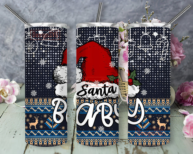 Santa Baby Tumbler Design, Christmas 20oz Skinny Tumbler, Santa Hat Tumble Png, Christmas Embroider Tumbler Wrap, Santa Sublimation Design, Digital Download Sublimation DesignSVG 