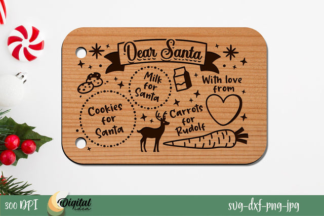 Santa Board SVG. Laser Cut Design. Dear Santa Decor SVG. SVG Evgenyia Guschina 