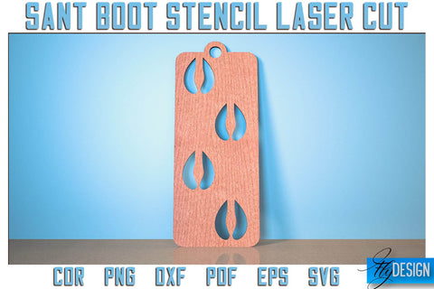 Santa Boot Stencil Laser Cut SVG | Christmas Laser Cut SVG Design | CNC Files SVG Fly Design 