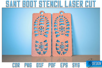 Santa Boot Stencil Laser Cut SVG | Christmas Laser Cut SVG Design | CNC Files SVG Fly Design 