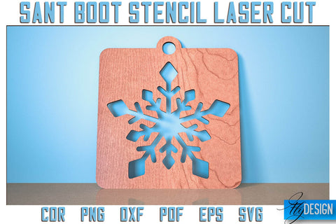 Santa Boot Stencil Laser Cut SVG | Christmas Laser Cut SVG Design | CNC Files SVG Fly Design 