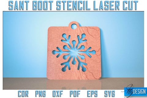Santa Boot Stencil Laser Cut SVG | Christmas Laser Cut SVG Design | CNC Files SVG Fly Design 