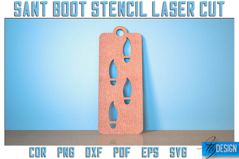 Santa Boot Stencil Laser Cut SVG | Christmas Laser Cut SVG Design | CNC Files SVG Fly Design 