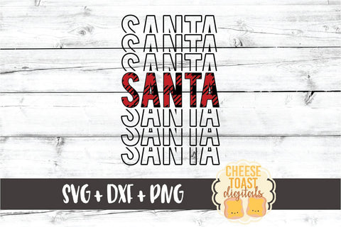 Santa - Buffalo Plaid Christmas Mirror Word SVG PNG DXF Cut Files SVG Cheese Toast Digitals 