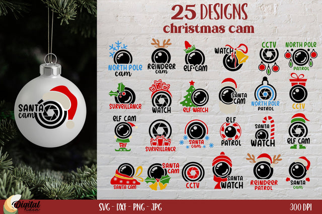 Santa Cam Bundle SVG. Santa Cam Ornament SVG. Christmas Quote SVG SVG Evgenyia Guschina 
