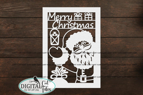 Santa Christmas card svg for Cricut laser cut digital file - So Fontsy