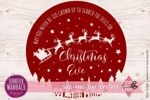 Santa Christmas Eve Round Sign SVG Jennifer Wambach Design 
