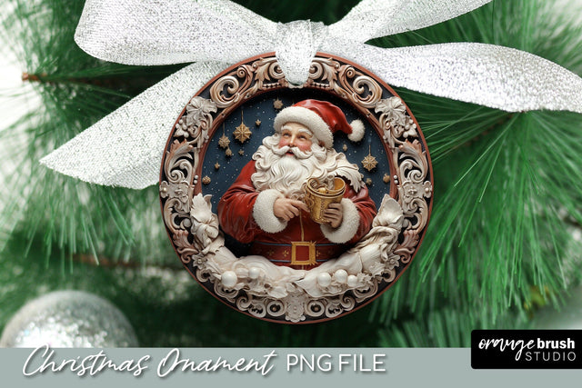 Santa Christmas Ornament Design, 3D Sublimation Sublimation OrangeBrushStudio 