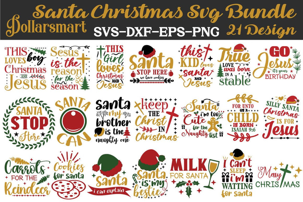 Santa Christmas Svg Bundle - So Fontsy